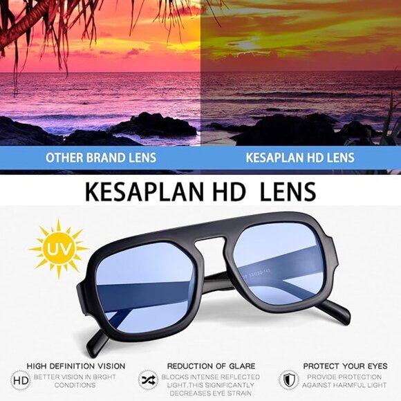 Trendy Square Aviator Sunglasses for Women, Vintage Flat Top Designer Shades main image 6